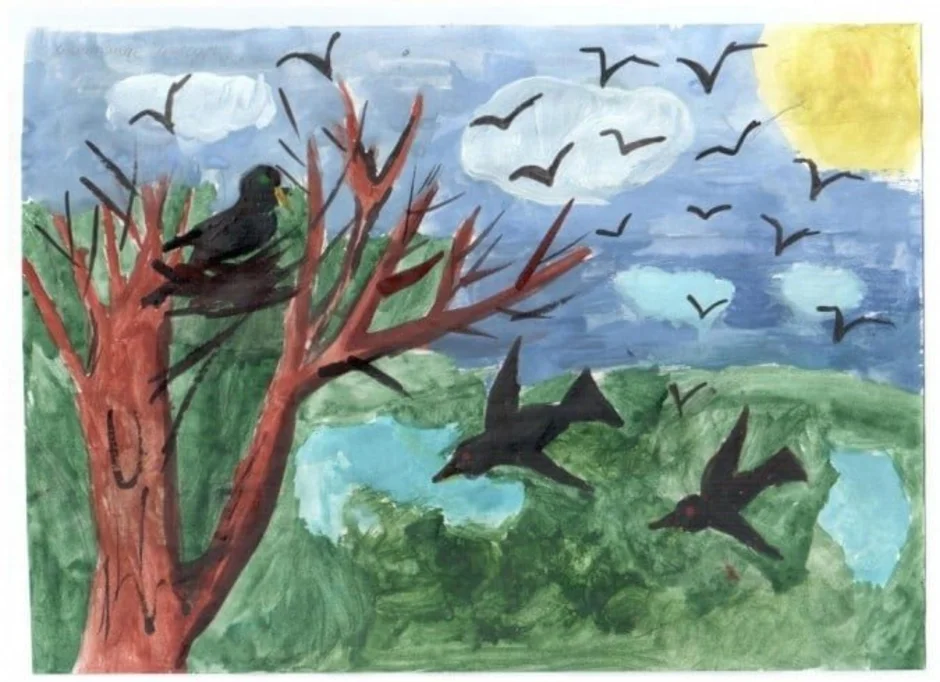 Рисование перелетные птицы. Рисование весенних птиц. Перелетные птицы живопись. Рисование для детей перелетные птицы старшая группа. Птицы прилетели для детей