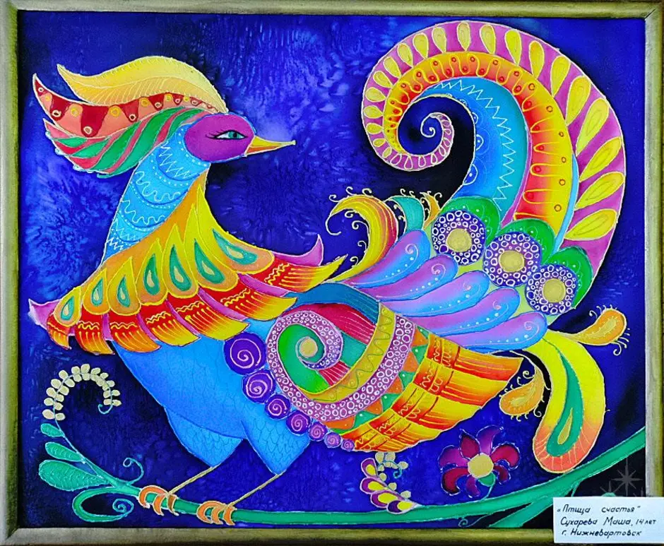 Птица счастья для детей. Сказочная птица. Птицы в декоративно-прикладном искусстве. Декоративное рисование для детей.