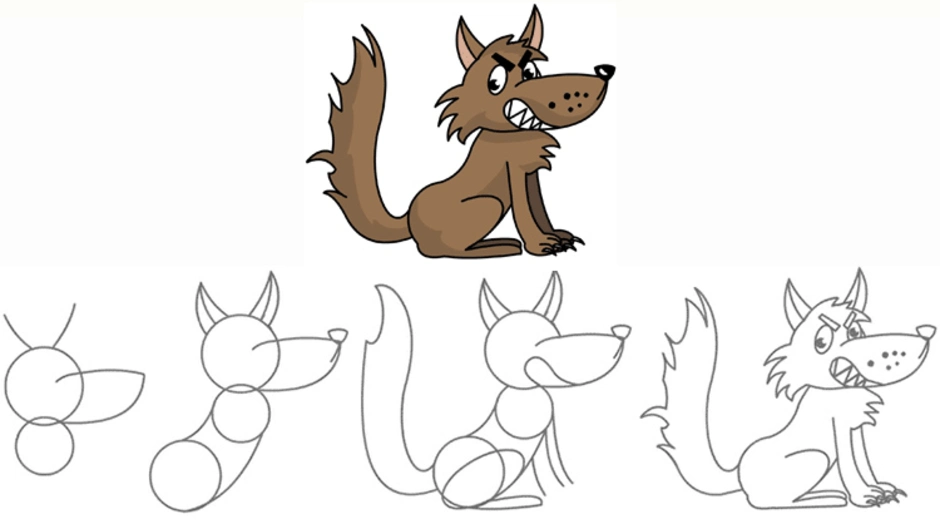Волк поэтапно для детей. Поэтапное рисование волка для детей. Поэтапное рисование волка для дошкольников. Пошаговое рисование волка. Волк рисунок карандашом для детей.