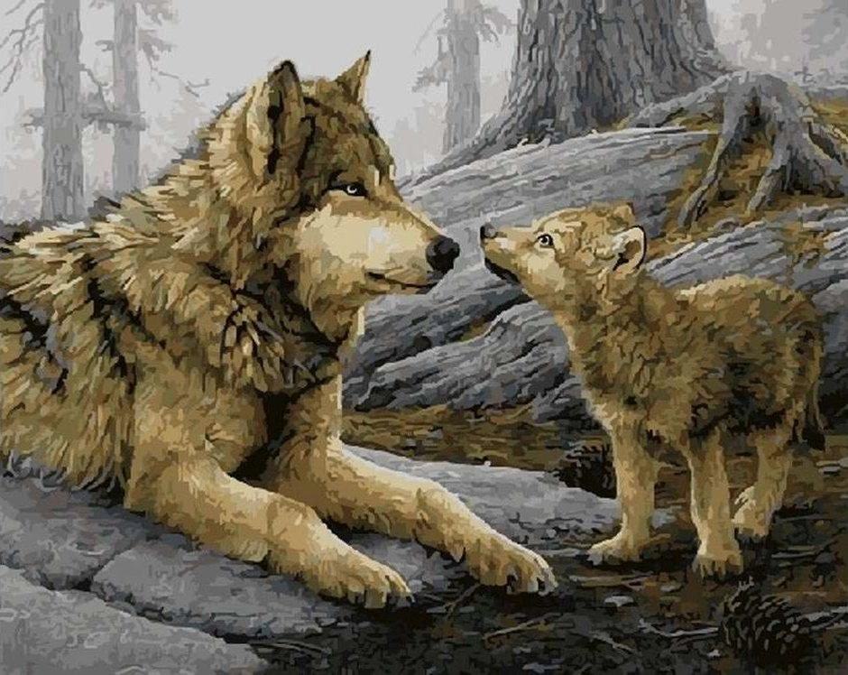 Волчица и волчонок
