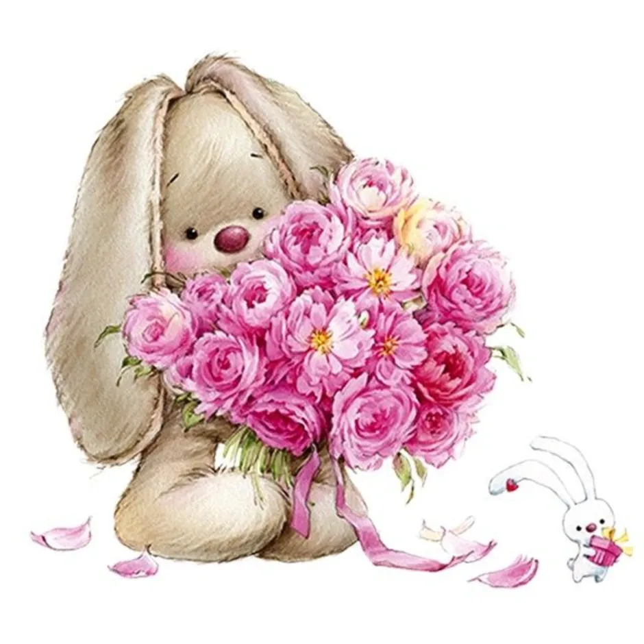 Мы зайчики мы котики мы мамины цветочки. Иллюстрации Марины Федотовой зайки ми. Зайчик с букетом. Мишка с цветами.