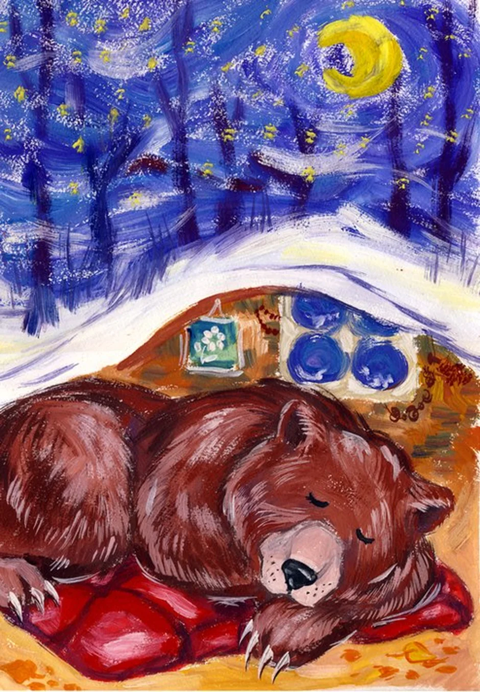 Берлога медведя. Спящий медведь. Медведь рисунок.