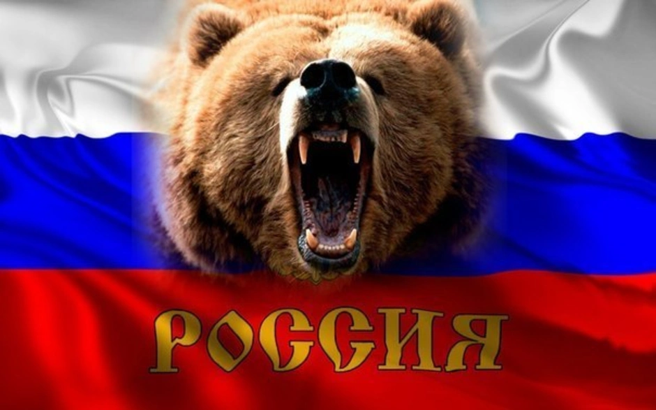 Российский флаг с медведем
