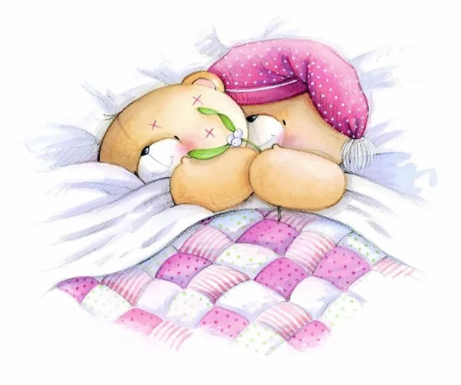 Картинка любимые спят. Зайки спят в обнимку. Спокойной ночи мишка. Спящие мишки. Медвежонок под одеялом.