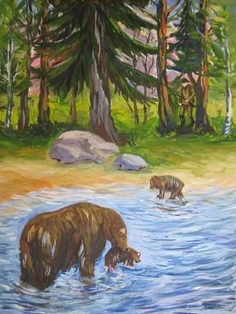Купание медвежат Бианки. Иллюстрации к рассказу купание медвежат Бианки. Рассказ бианки купание медвежат