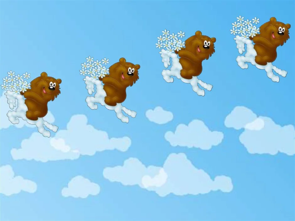 Песня из мультфильма облака белогривые лошадки. Медвежонок на облаке. Трям! Здравствуйте!. Медведь на облаке.