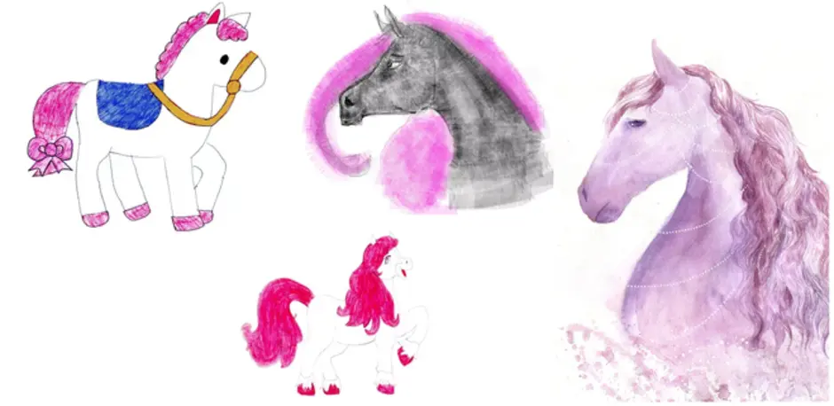 Гг конь с розовой. Лошадь с розовой гривой. Конь с розовой гривой рисунок. Картина конь с розовой гривой. Иллюстрация к рассказу конь с розовой гривой.