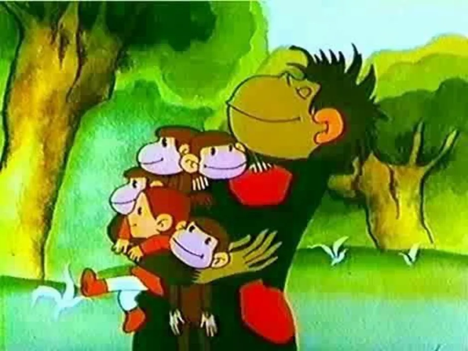 Обезьянка мама и ее дети. Осторожно обезьянки. Мама из мультфильма про обезьянок.