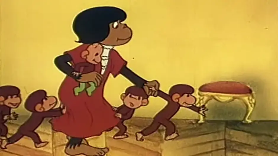 Обезьянка мама и ее дети. Осторожно обезьянки.
