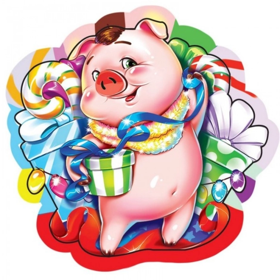 Год свиньи человек. Новогодняя свинья. Новогодний поросенок. Хрюшка с поросятами цветная. Символ года свинья.
