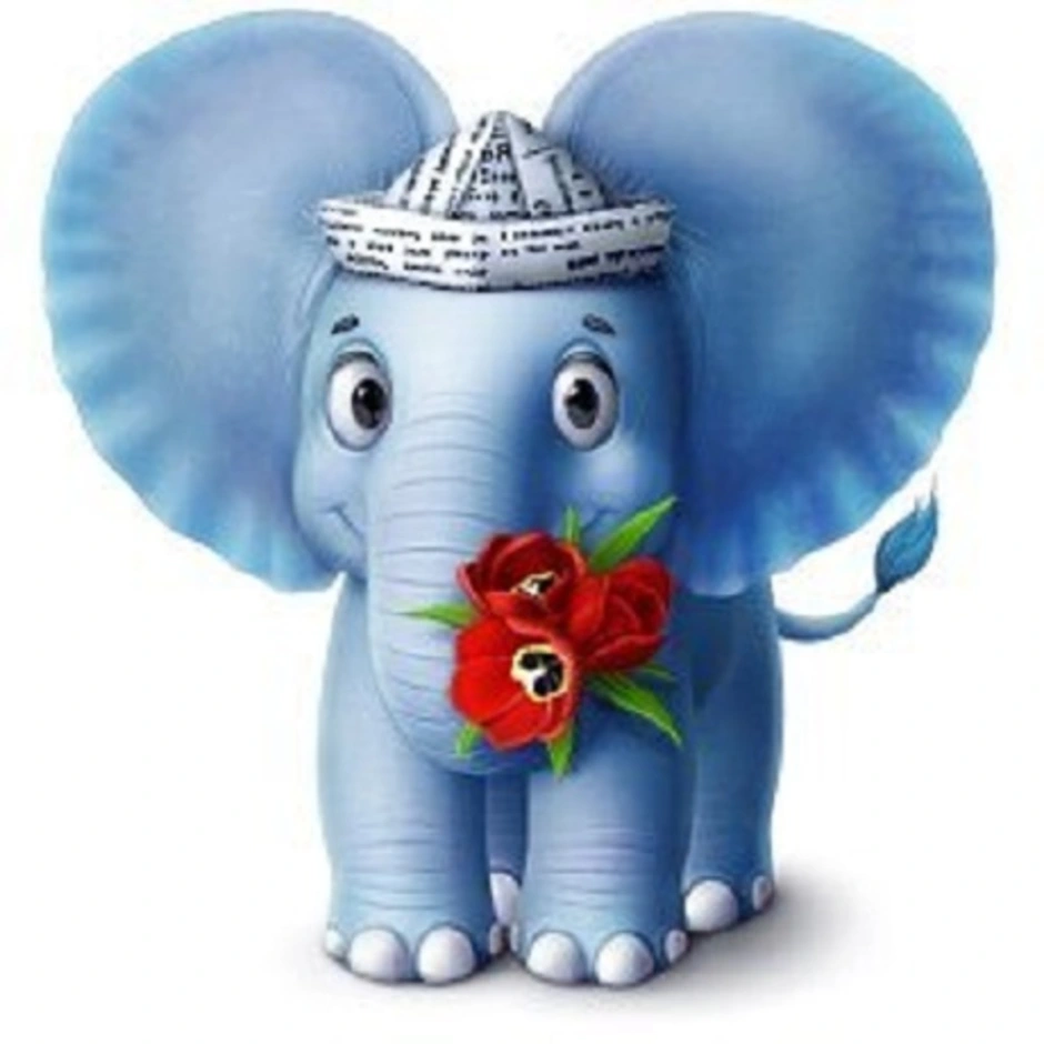 8 слоников. Голубой слон. Слоненок с цветами. Слоненок с цветочком. Слон и цветы.