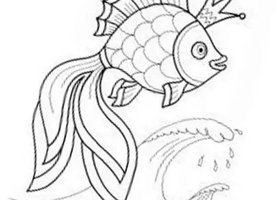 Картинка золотая рыбка для детей раскраска