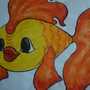 Нарисованная золотая рыбка