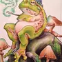 Рисунки в стиле goblin core лягушки
