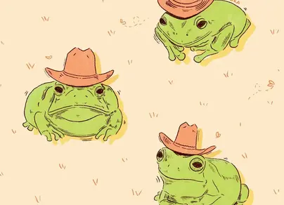 Милые лягушки в шляпке