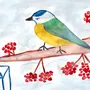 Рисунки Зима Птицы