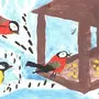 Рисунки зима птицы