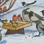Птицы В Кормушке Зимой Рисунок