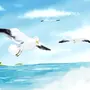 Птицы В Небе Рисунок