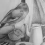Натюрморт с птицей рисунок