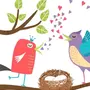 Птица на дереве рисунок