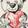 Медведь держит сердце рисунок