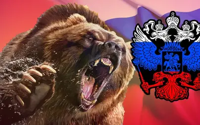 Медведя с российским флагом
