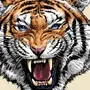 Тигр с открытой пастью рисунок