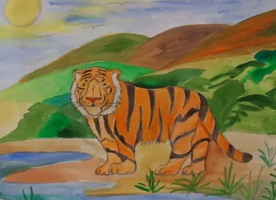 Тигр графика рисунок