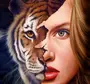 Картинка девушка с тигром