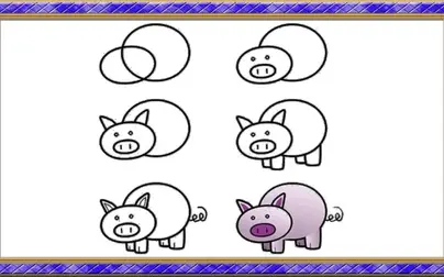 Свинья рисунок для детей простой