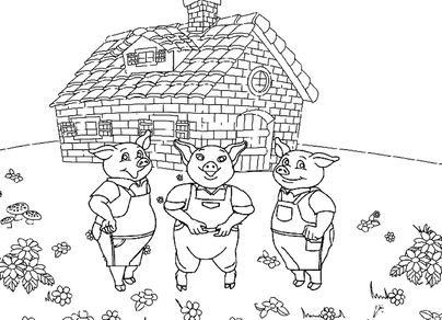 Рисунки к сказке три поросенка для детей