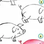 Свинья рисунок схема для детей