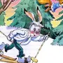 Заяц на лыжах картинки