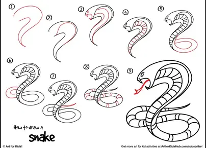 Змея рисунок легкий