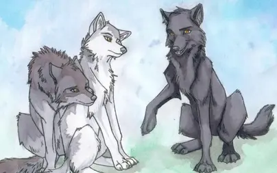 Волчица с волчонком рисунок