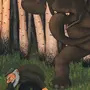 Медведь Собирает Грибы В Лесу Картинка