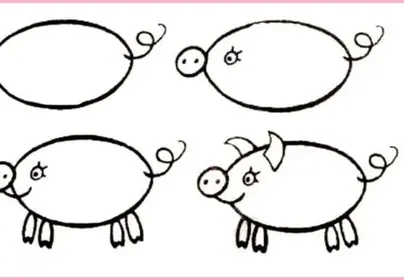 Свинья рисунок для детей простой