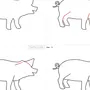 Свинья рисунок схема для детей